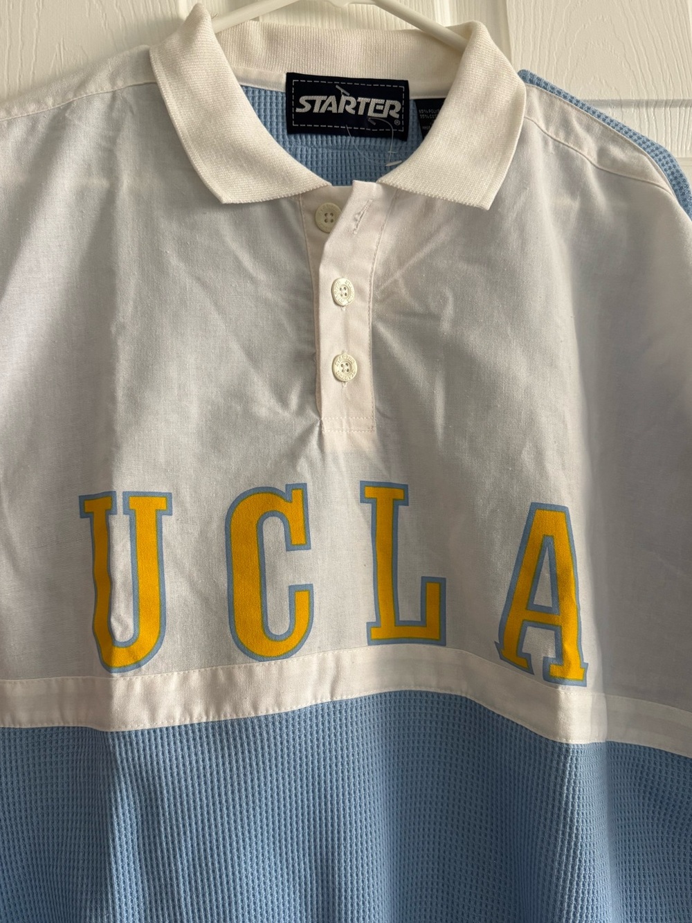 NWT Vintage Starter UCLA Long Sleeve Polo Shirt Large - Retro Waffle Knit - Picture 4 of 5